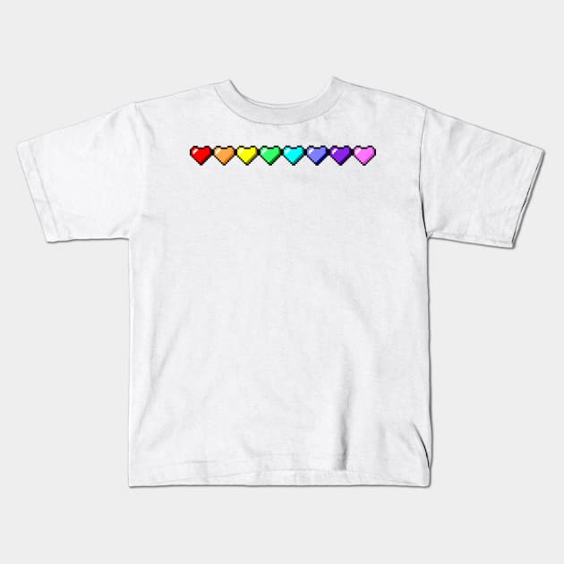 Pixel Heart Rainbow Kids T-Shirt by rainb0w0tter